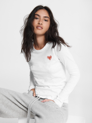 Embroidered Heart Cotton Top