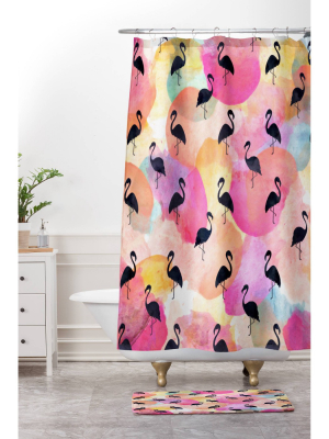 Hello Sayang Dance Like A Flamingo Shower Curtain Pink - Deny Designs