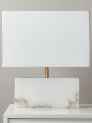 White Alabaster Rectangle Table Lamp