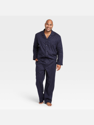 Men's Big & Tall Polka Dots Woven Flannel Pajama Set - Goodfellow & Co™ Navy