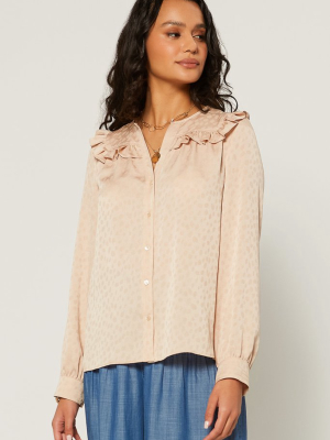 Ruffle Detail Split Neck Blouse