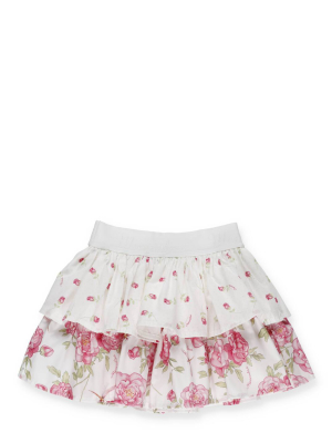 Monnalisa Rose Print Ruffled Skirt