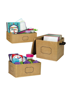 Teacher Created Resources Storage Box Set - Burlap - Set Of 3