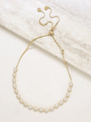 Raised Crystal Teardrop And 18k Gold Plated Adjustable Necklace
