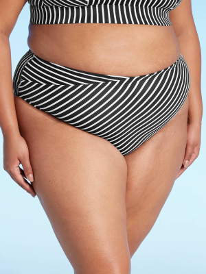 Women's Plus Size High Waist Bikini Bottom - Kona Sol™ Black