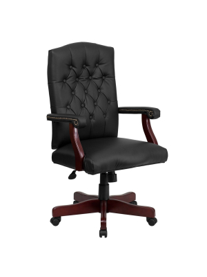 Martha Washington Leather Swivel Office Chair - Flash Furniture