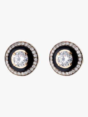 Black Enamel And Diamond Earrings