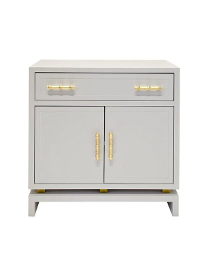 Marcus 2 Door Nightstand In Grey Lacquer & Gold Leaf