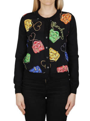 Moschino Biker Bag Print Cardigan