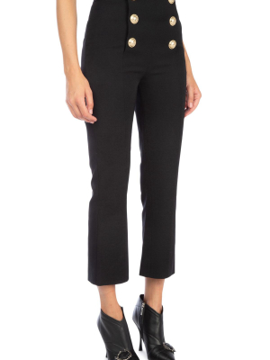 Balmain Embellished Button Detail Cropped Trousers