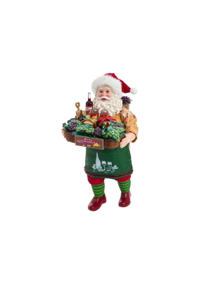 Kurt Adler 10.5" Fabriche Santa Holding Big Wine Basket