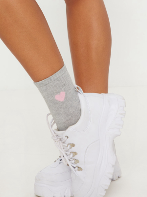 Grey Heart Knitted Socks