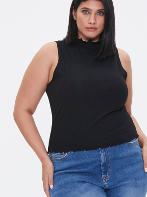 Plus Size Lettuce-edge Crop Top