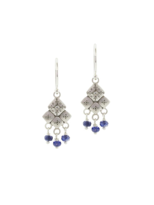 Blue Sapphire & Diamond Mosaic Earrings