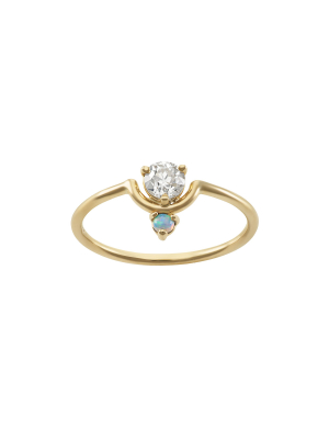 Nestled Diamond & Opal Ring