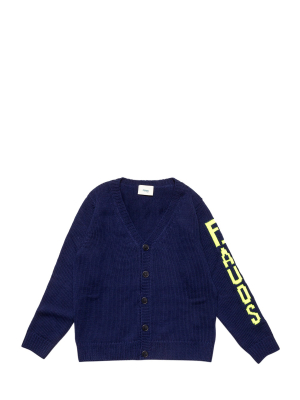 Fendi Kids Logo Intarsia Button Up Cardigan