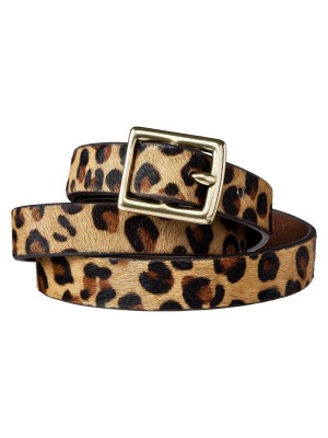 Women's Leopard Print Calf Hair Belt - Brown & Tan - A New Day™