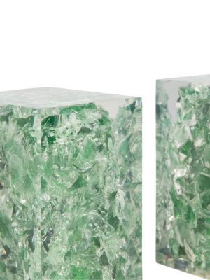 Made Goods Jessie Bookends - Jade Glass/clear Resin