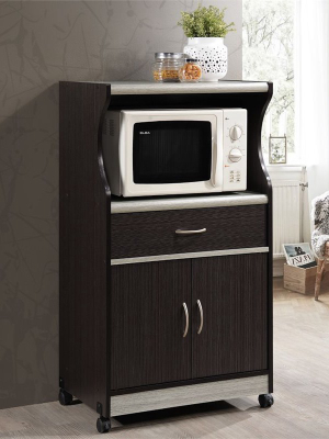 Microwave Kitchen Cart In Chocolate Gray - Hodedah
