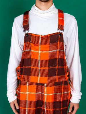 The Feast Forgivers | Mens Orange Plaid Thanksgiving Pajamaralls