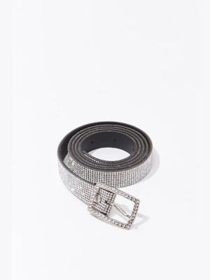 Faux Leather Rhinestone Waist Belt