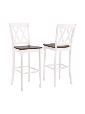 Set Of 2 Shelby Barstools Distressed White - Crosley