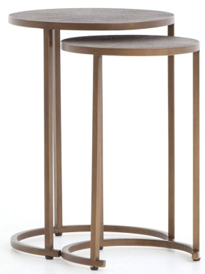 Shagreen Nesting Side Tables, Grey Faux Shagreen