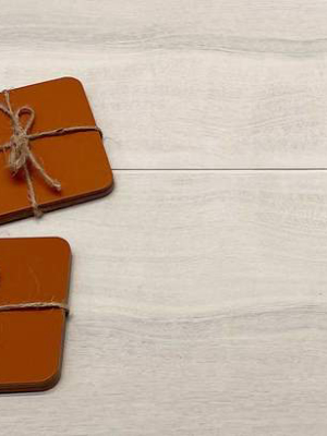 Recycled Leather Luggage Coaster Set