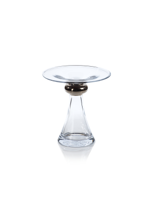 Veneziano Glass Candle Holder With Platinum Band In Various Sizes