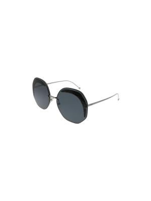 Fendi Fendi Glass Ff 0358 Kb7 Ir Womens Round Sunglasses Grey 63mm