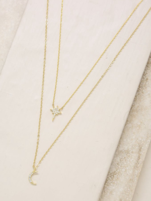 Celestial Crystal 18k Gold Plated Necklace Set