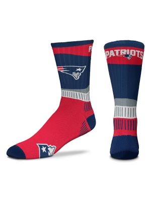 Nfl New England Patriots Fan Crew Socks - L