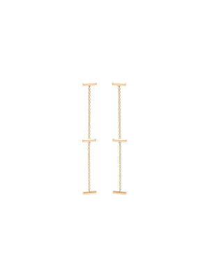 14k 3 Horizontal Gold Bar Drop Earrings