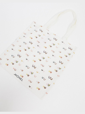 Monki Maja Organic Cotton Boob Print Tote Bag In White