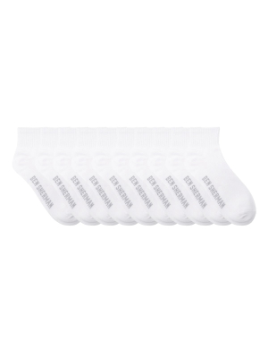 Men's 10-pack Quarter-length Solid Socks - White
