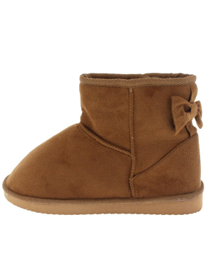 Bow1 Chestnut Faux Fur Bow Accented Boot