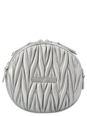 Miu Miu Matelassé Quilted Mini Round Crossbody Bag