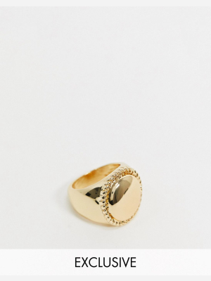 Designb London Exclusive Circle Signet Ring In Gold