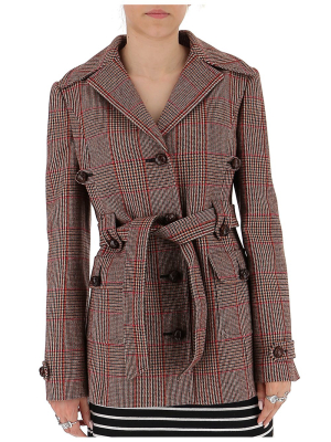 Miu Miu Belted Check Coat