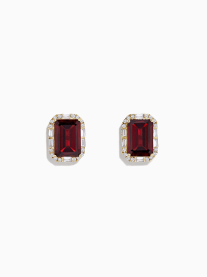 Effy Bordeaux 14k Yellow Gold Garnet And Diamond Earrings, 6.67 Tcw