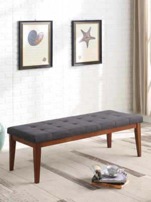 Ore International Tufted Bench With Maple Legs