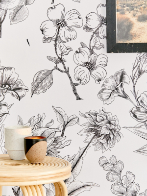Mckenna Etched Floral Removable Wallpaper