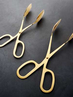Gold Scissor-handled Serving Tongs