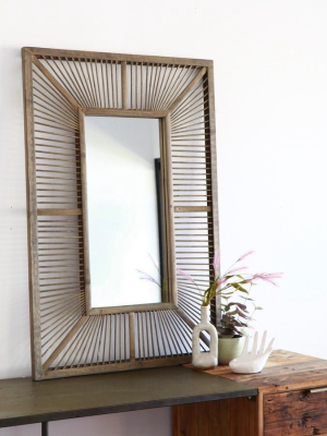 Deco Window Grey Washed Bamboo Mirror
