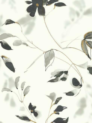 Linden Flower Peel & Stick Wallpaper In Black By York Wallcoverings