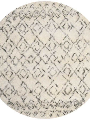 Casablanca Tribal Ivory/gray Round Rug