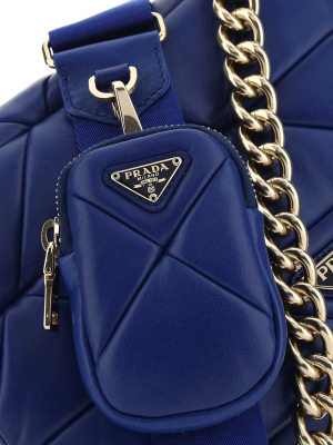 Prada System Logo Plaque Quilted Shoulder Bag