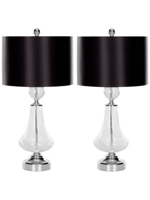 Set Of 2 Crackle Glass Table Lamps (includes Led Light Bulb) Clear - Safavieh