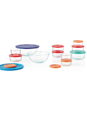 Pyrex 22pc Glass Mixing Bowl And Food Storage Set