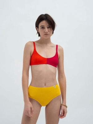 Colour Block Bikini Top Pink/orange